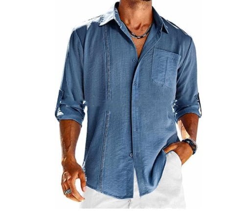 Herren Langarm Hemd Polo-Kragen – Elegantes Freizeithemd mit praktischer Brusttasche {{ DaniFest }}