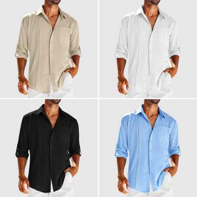 Herren Langarm Hemd Polo-Kragen – Elegantes Freizeithemd mit praktischer Brusttasche {{ DaniFest }}