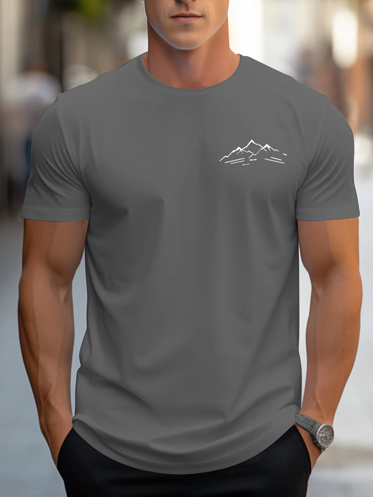 Herren T-Shirt mit Bergmotiv – Bequemes Relaxed Fit Sport Shirt für Outdoor-Abenteuer {{ DaniFest }}