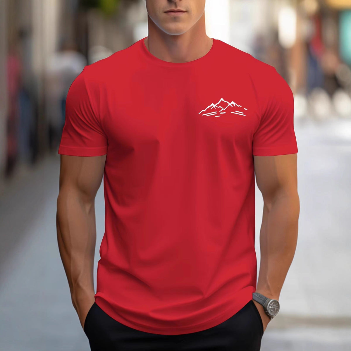 Herren T-Shirt mit Bergmotiv – Bequemes Relaxed Fit Sport Shirt für Outdoor-Abenteuer {{ DaniFest }}