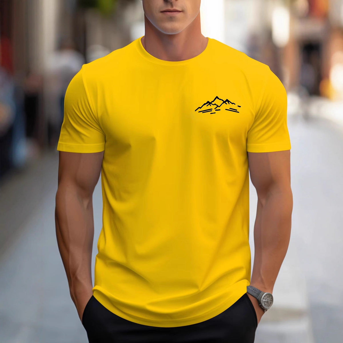 Herren T-Shirt mit Bergmotiv – Bequemes Relaxed Fit Sport Shirt für Outdoor-Abenteuer {{ DaniFest }}