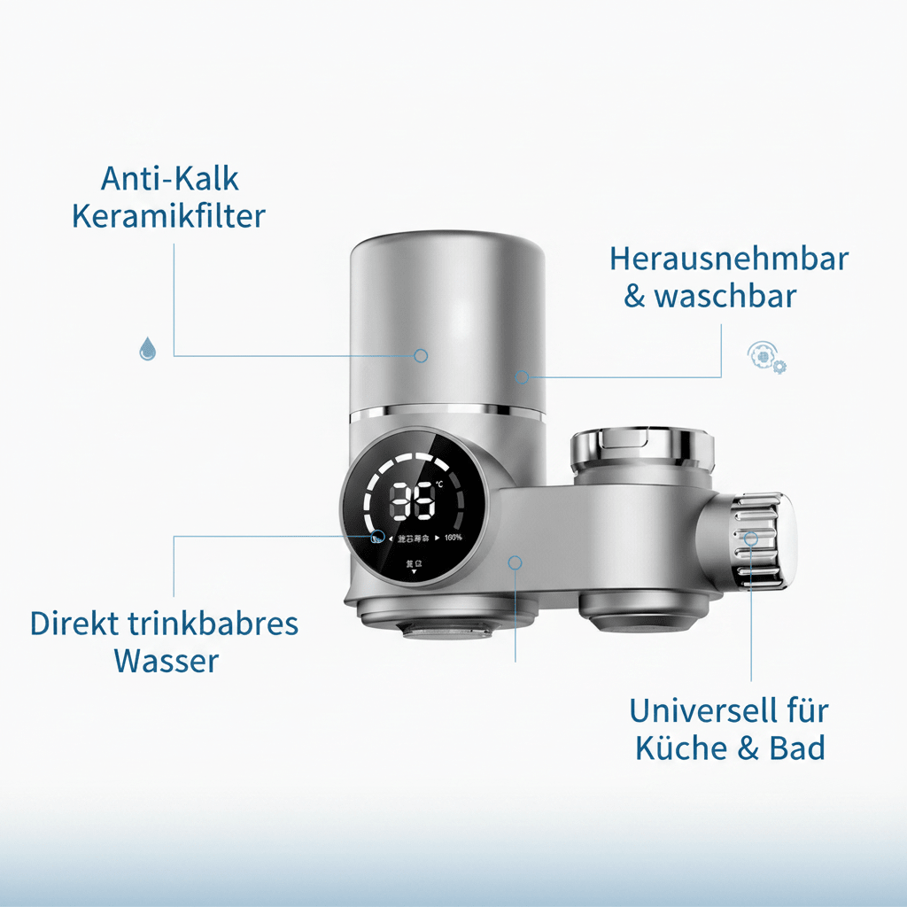 Wasserhahn Wasserfilter mit Keramik – Austauschbarer Kalkfilter für Küche &amp; Bad {{ DaniFest }}
