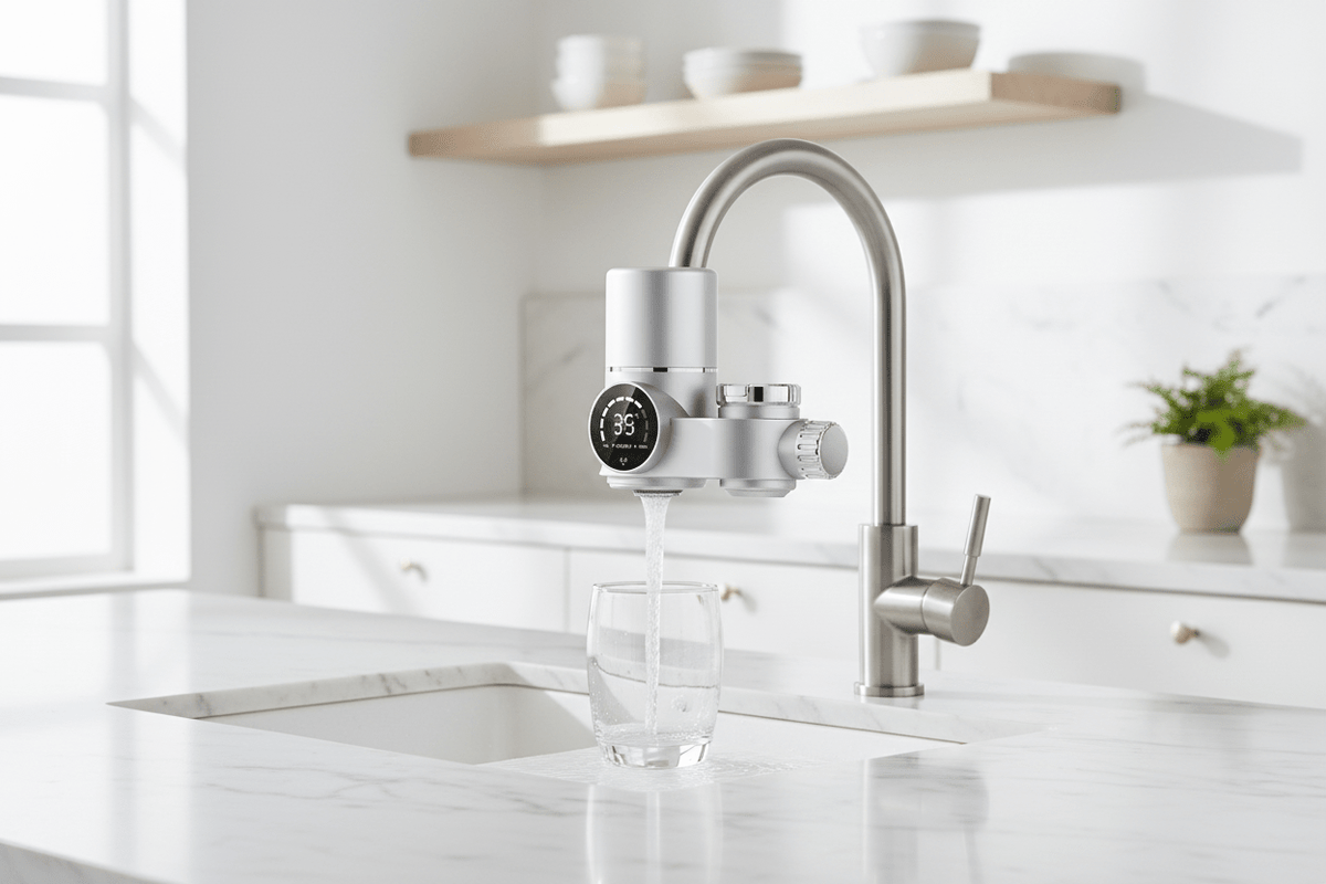 Wasserhahn Wasserfilter mit Keramik – Austauschbarer Kalkfilter für Küche &amp; Bad {{ DaniFest }}