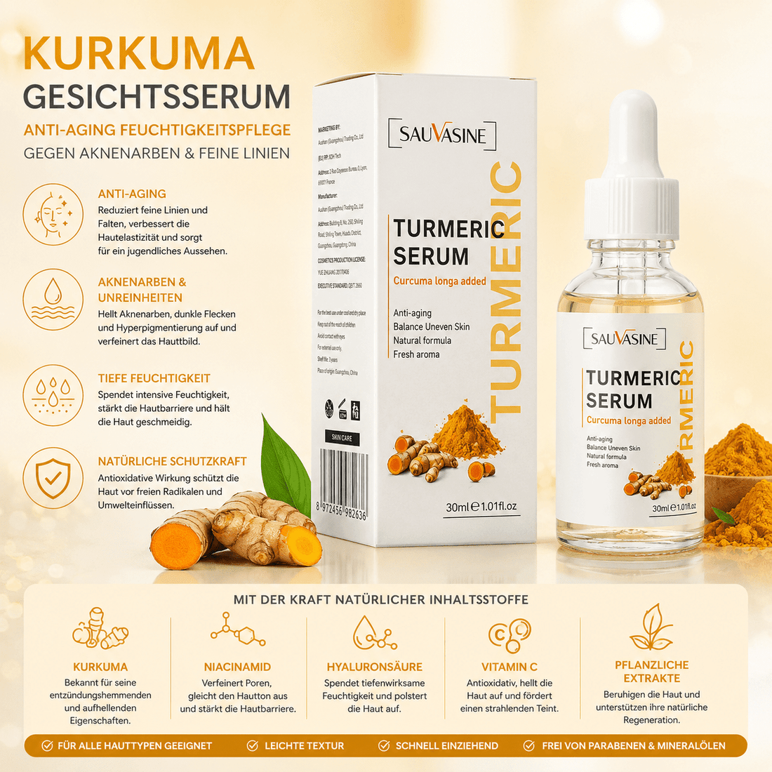 Kurkuma Gesichtsserum – Produktverpackung
