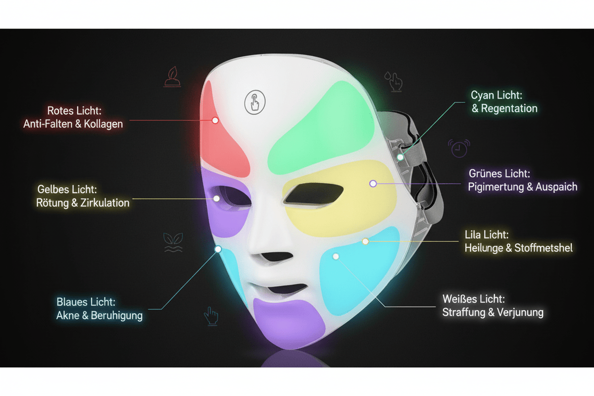 LED Lichttherapie-Maske – 7-farbige Anti-Aging Behandlung {{ Stilwerk }}