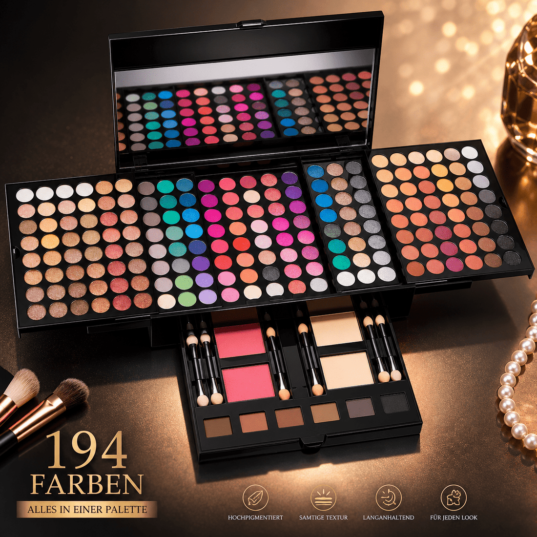 Lidschatten-Palette 194 Farben – matte und schimmernde Eyeshadow-Farbtöne