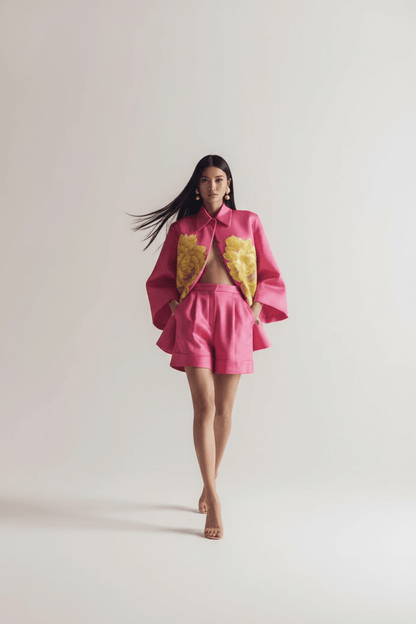Luxus Satin Jacke &amp; Shorts Set – Florales Print Design {{ DaniFest }}