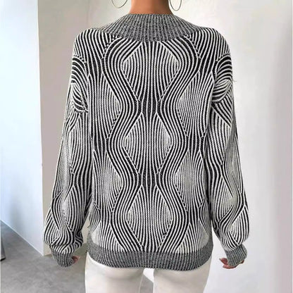 Trendiger Strickpullover mit großem V-Ausschnitt {{ DaniFest }}