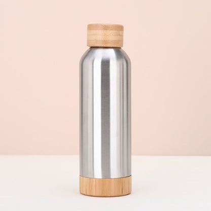 Edelstahl Trinkflasche isoliert mit Bambusdeckel für Outdoor-Aktivitäten {{ DaniFest }}