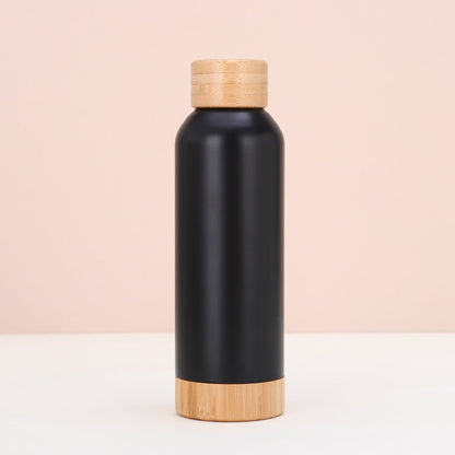 Edelstahl Trinkflasche isoliert mit Bambusdeckel für Outdoor-Aktivitäten {{ DaniFest }}