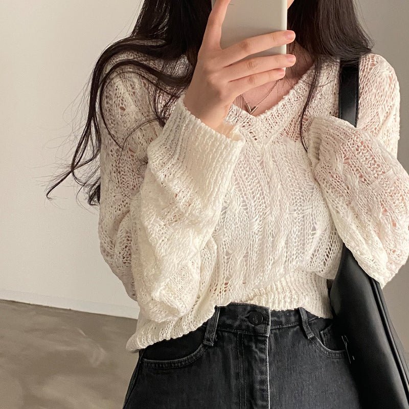 Vintage Chic: Retro Cropped Pullover mit V-Ausschnitt {{ DaniFest }}