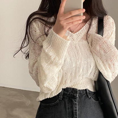 Vintage Chic: Retro Cropped Pullover mit V-Ausschnitt {{ DaniFest }}