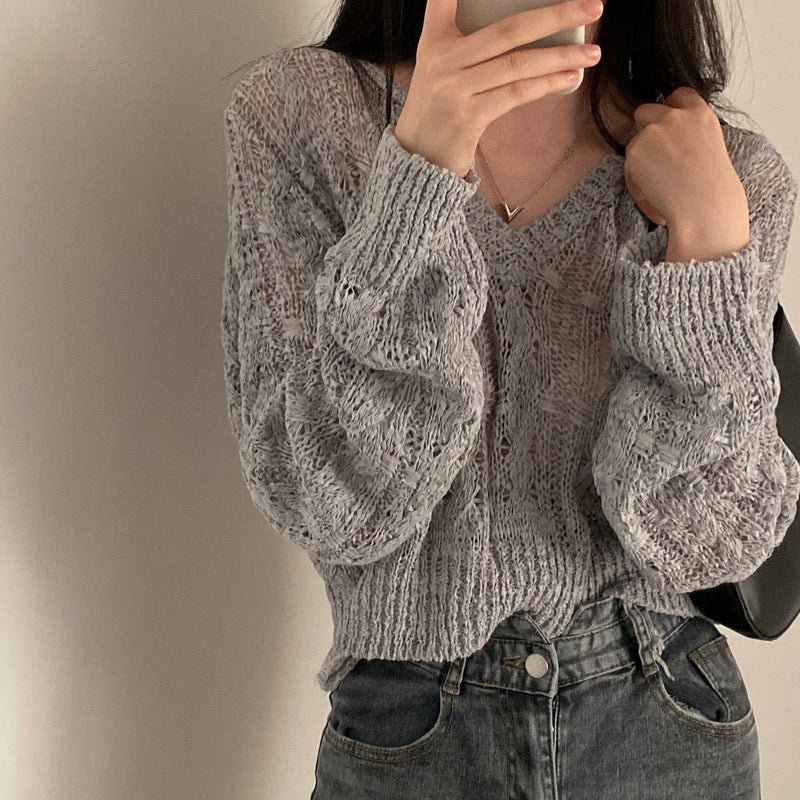 Vintage Chic: Retro Cropped Pullover mit V-Ausschnitt {{ DaniFest }}