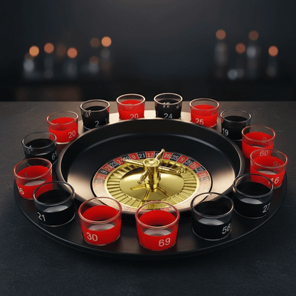 Trinkspiel Weinrad mit 16 Gläsern – Interaktives Partyspiel für Erwachsene {{ DaniFest }}