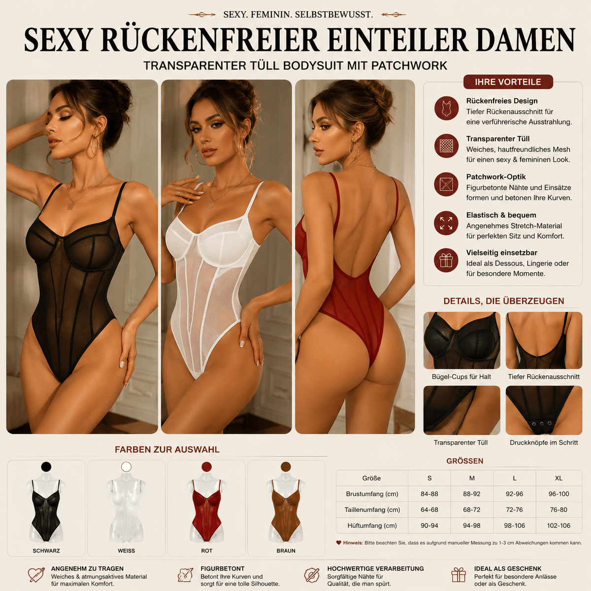 Body Damen Elegant – Figurbetonter Bodysuit aus Spitze, Bequem &amp; Stylisch {{ DaniFest }}