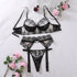 Verführerisches 3-teiliges Dessous Set: BH, Strapsgürtel & Slip {{ DaniFest }}