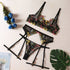 Sommer Dessous Set mit Blumenmuster – BH, Slip & Strumpfgürtel (3-teilig) {{ DaniFest }}