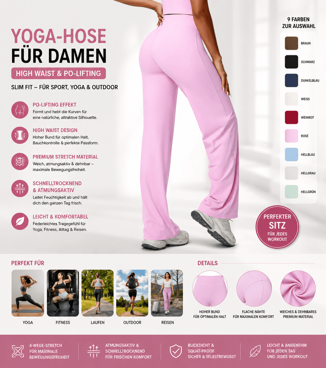 Yoga Hose Damen High Waist – Figurformende Sport Leggings mit Po-Lifting Effekt & Slim Fit {{ DaniFest }}