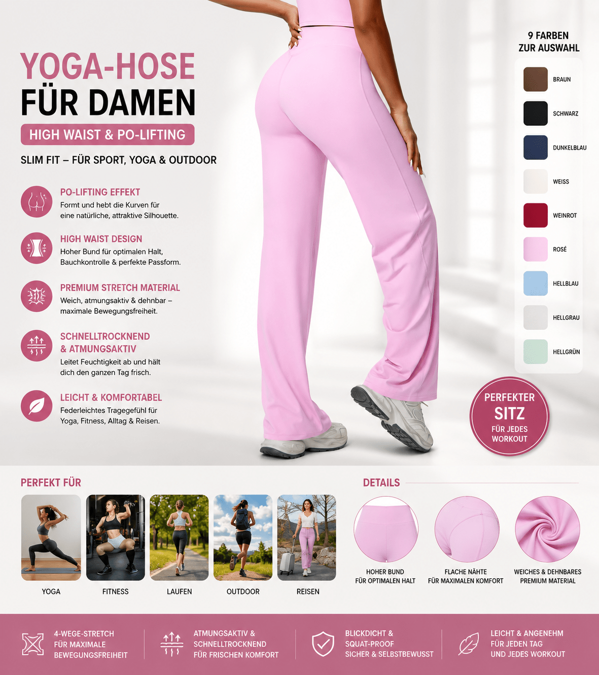 Yoga Hose Damen High Waist – Figurformende Sport Leggings mit Po-Lifting Effekt &amp; Slim Fit {{ DaniFest }}